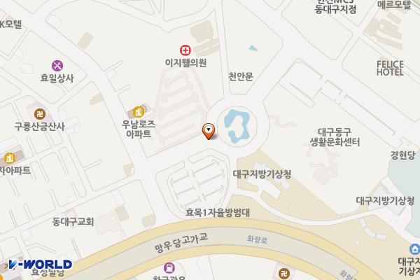 동촌유원지 서편주차장 위치 지도 — 대구광역시 동구 효목동 1024-1