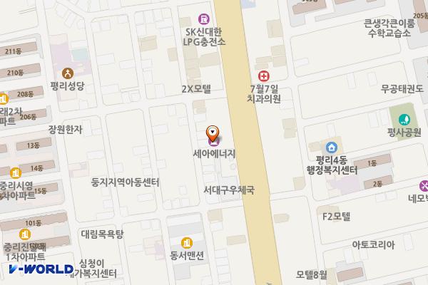 ㈜세아에너지 신라주유소 위치 지도 — 대구광역시 서구 서대구로 105 (평리동)