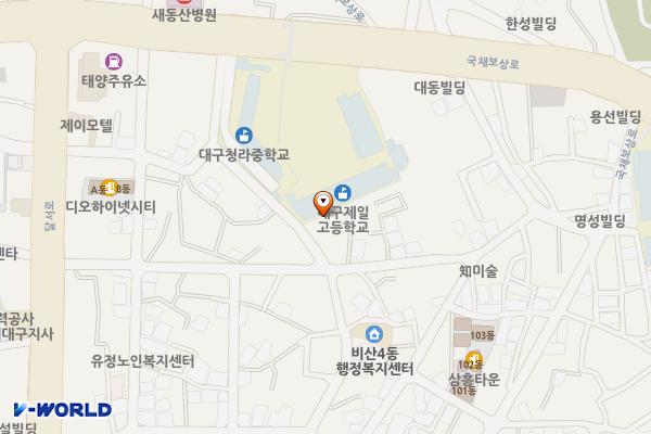 청라중학교 위치 지도 — 대구광역시 서구 국채보상로 384, 대구청라중학교.대구제일고등학교 (비산동)
