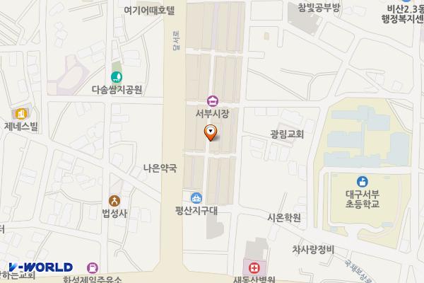 서부시장 주민지원센터 위치 지도 — 대구광역시 서구 달서로 28길 6-21(비산동)