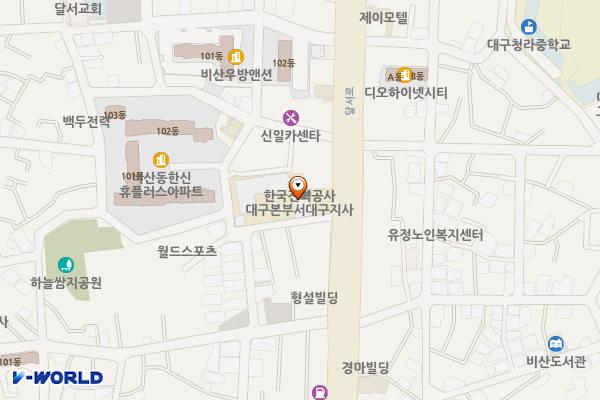한국전력공사 서대구지사 위치 지도 — 대구광역시 서구 달서로 85, 한국전력서대구점 (비산동)