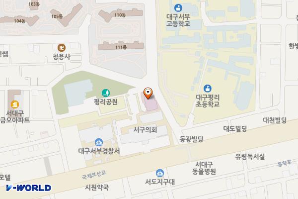서구보건소 위치 지도 — 대구광역시 서구 국채보상로 257, 서구보건소 (평리동)