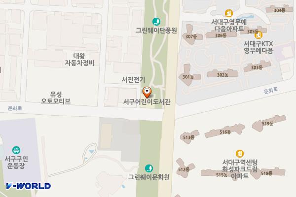 서구어린이도서관 위치 지도 — 대구광역시 서구 문화로 123(이현동)