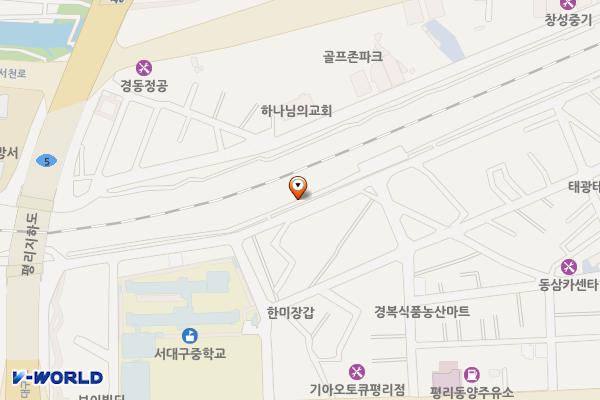 철로변완충녹지 남편(평리지하도동편) 위치 지도 — 대구광역시 서구 통학로51길 52