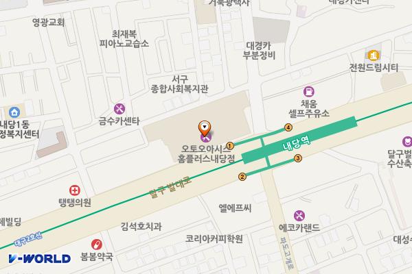 홈플러스 내당점 위치 지도 — 대구광역시 서구 달구벌대로 1821 (내당동)