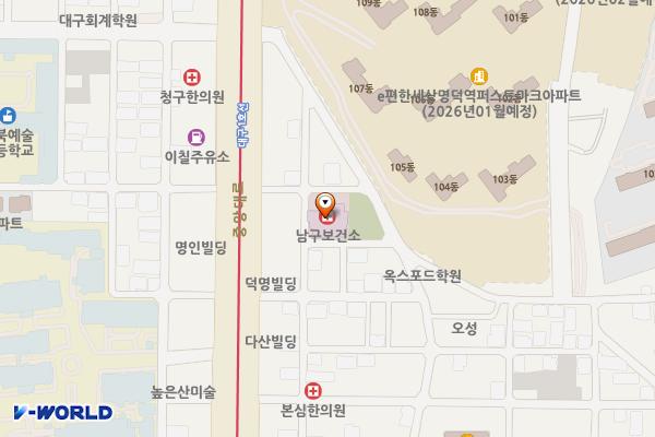 남구보건소 화장실 위치 지도 — 대구광역시 남구 영선길 34, 남구 보건소 (대명동)