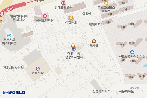 대명11동 행정복지센터 위치 지도 — 대구광역시 남구 관문시장4길 53, 대명11동 행정복지센터 (대명동)