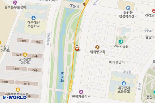 동천동 958 하천 인근 화장실 위치 지도 — 대구광역시 북구 동천동 958