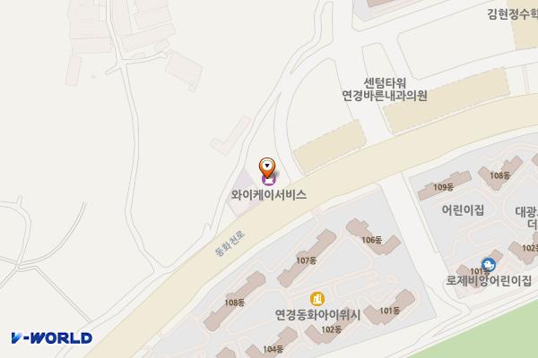 ㈜HC에너지 연경1주유소 위치 지도 — 대구광역시 북구 동화천로 207