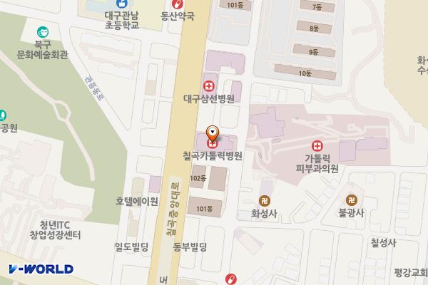 칠곡가톨릭병원 위치 지도 — 대구광역시 북구 칠곡중앙대로 440