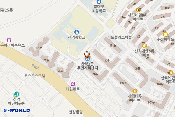 산격2동 행정복지센터 위치 지도 — 대구광역시 북구 동북로31길 30