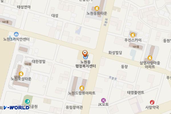 노원동 행정복지센터 위치 지도 — 대구광역시 북구 노원로10길 166