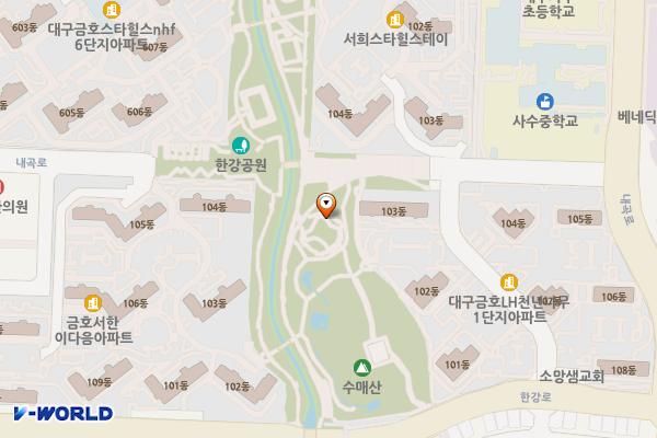 한강근린공원 위치 지도 — 대구광역시 북구 사수동 811