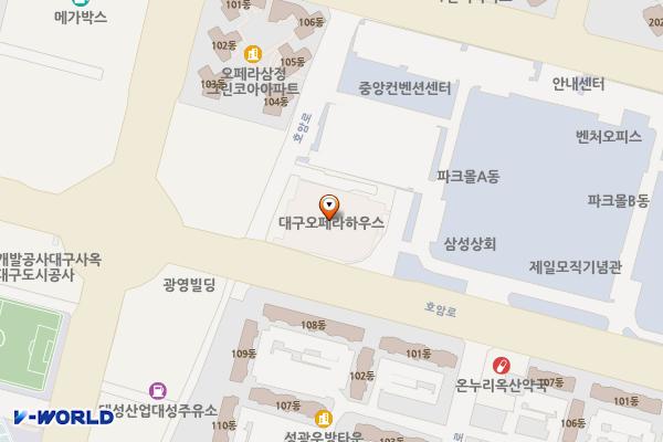 대구 오페라하우스 대공연장 위치 지도 — 대구광역시 북구 호암로 15