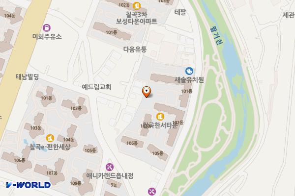 팔거천 새솔유치원 맞은편 위치 지도 — 대구광역시 북구 동암로7길 39