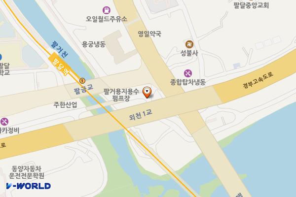 팔달동 524-32번지 하천 인근 화장실 위치 지도 — 대구광역시 북구 팔달동 524-32