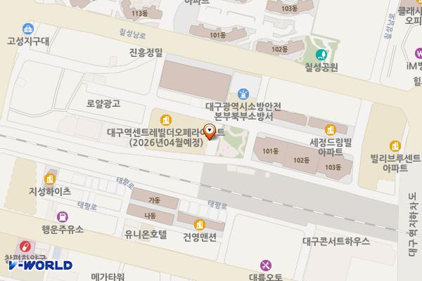 북구보훈회관 및 노인회관 위치 지도 — 대구광역시 북구 칠성남로26길 27