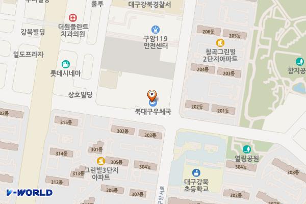 북대구우체국 위치 지도 — 대구광역시 북구 구암로65길 38
