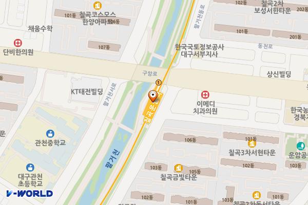 칠곡운암역(지상철3호선) 위치 지도 — 대구광역시 북구 팔거천동로 79
