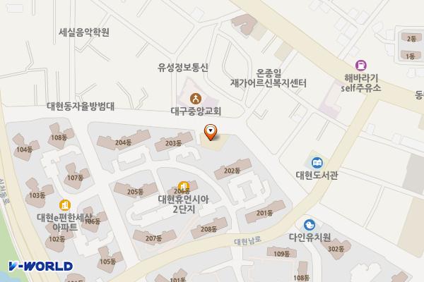 대현동 행정복지센터 위치 지도 — 대구광역시 북구 대현남로 25