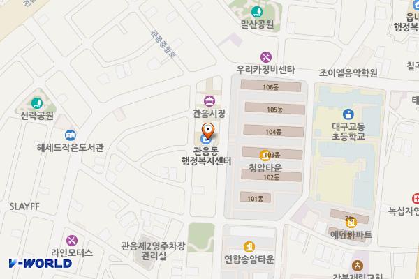 관음동 행정복지센터 위치 지도 — 대구광역시 북구 관음동로 125