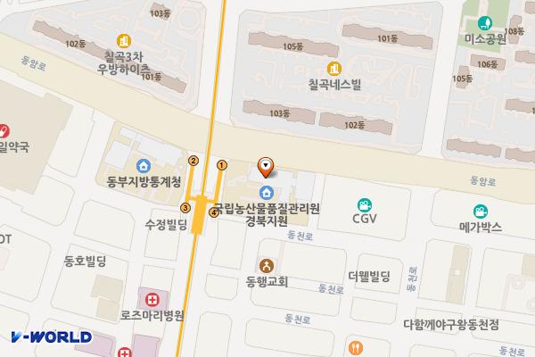 국립농산물품질관리원1층 위치 지도 — 대구광역시 북구 동암로 76