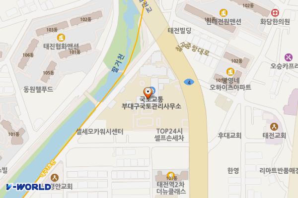 대구국토관리사무소 본관 1층 화장실 위치 지도 — 대구광역시 북구 학정로1길 54