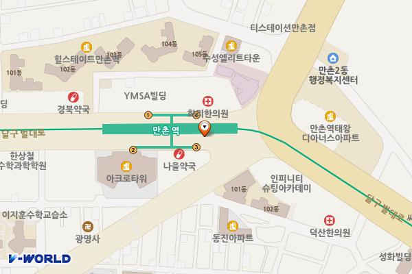 만촌역 위치 지도 — 대구광역시 수성구 달구벌대로 지하2584