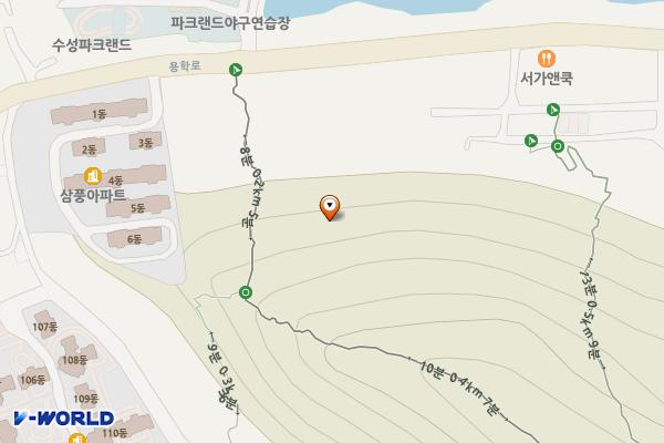 수성유원지(삼풍A 동편) 위치 지도 — 대구광역시 수성구 용학로 34