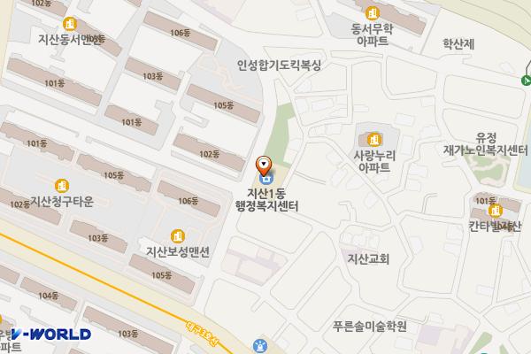 지산1동행정복지센터 위치 지도 — 대구광역시 수성구 지범로21길 16, 지산1동 행정복지센터 (지산동)