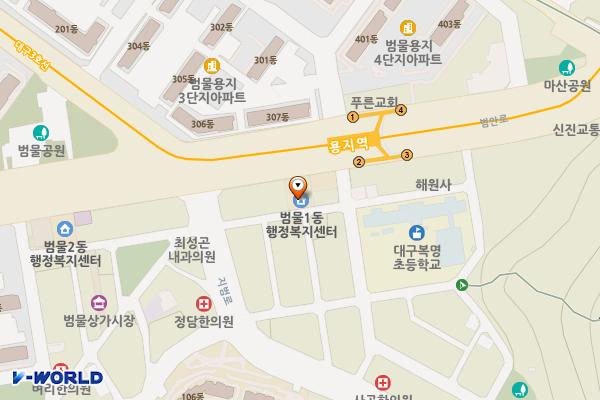 범물1동행정복지센터 위치 지도 — 대구광역시 수성구 범안로 76, 범물1동 행정복지센터 (범물동)