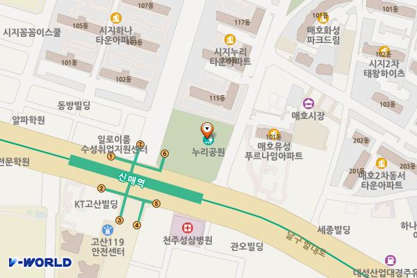 시지근린공원공영주차장 위치 지도 — 대구광역시 수성구 달구벌대로637길 5