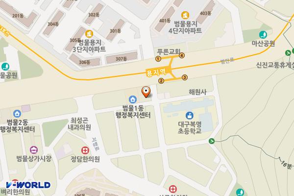 대구범물동우체국 위치 지도 — 대구광역시 수성구 범안로16길 6