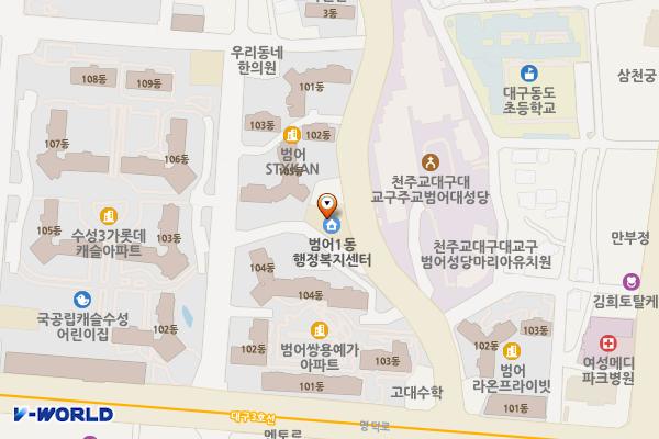 범어1동행정복지센터 위치 지도 — 대구광역시 수성구 범어천로 97