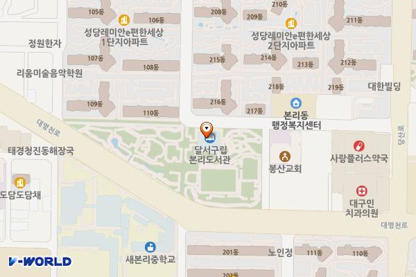 본리도서관 위치 지도 — 대구광역시 달서구 당산로 37-25
