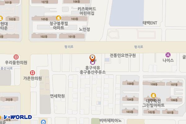 흥구석유(주)흥구용산주유소 위치 지도 — 대구광역시 달서구 평리로 78