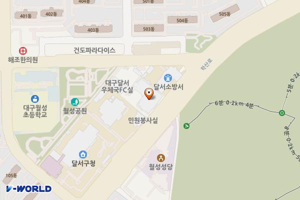 대구달서우체국 위치 지도 — 대구광역시 달서구 학산로 65
