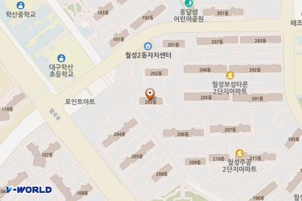 감천리공원 위치 지도 — 대구광역시 달서구 월성로 77 (월성동, 월성주공아파트2단지)