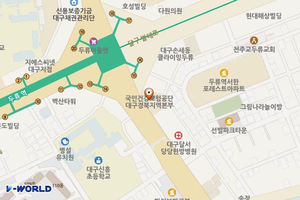 국민건강보험공단 대구경북지역본부 위치 지도 — 대구광역시 달서구 두류공원로 264