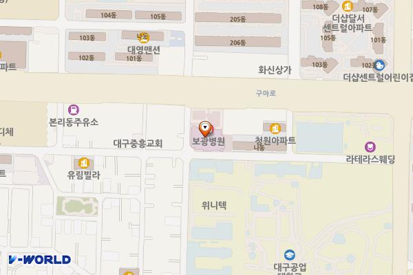 보광병원 위치 지도 — 대구광역시 달서구 구마로 128