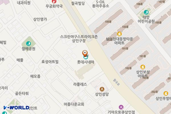 대구상인동복합시설(상인 롯데시네마) 위치 지도 — 대구광역시 달서구 월곡로 247