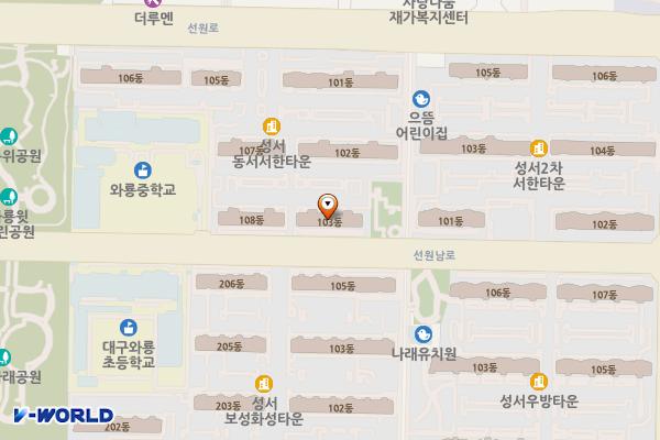 샛별공원 위치 지도 — 대구광역시 달서구 선원로 100