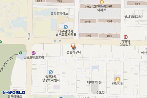 송현지구대 위치 지도 — 대구광역시 달서구 학산로 184