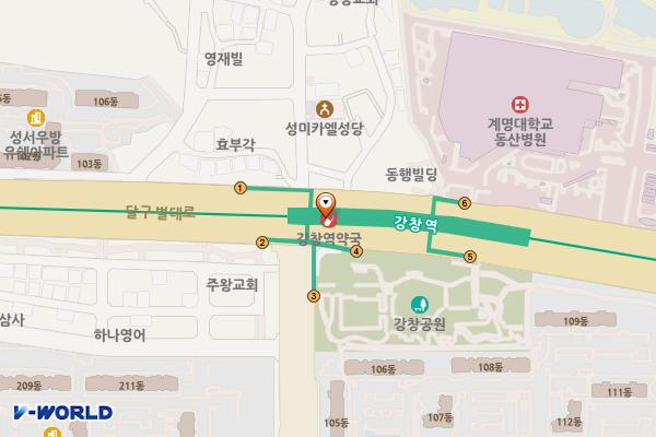 강창역 위치 지도 — 대구광역시 달서구 달구벌대로 지하 1014
