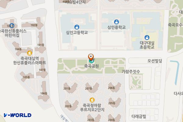 죽곡근린공원 위치 지도 — 대구광역시 달성군 다사읍 대실역남로1길 12