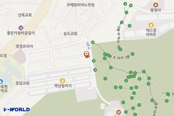 옥련동 호불사 입구 주변 주차장 위치 지도 — 인천광역시 연수구 청룡로 46