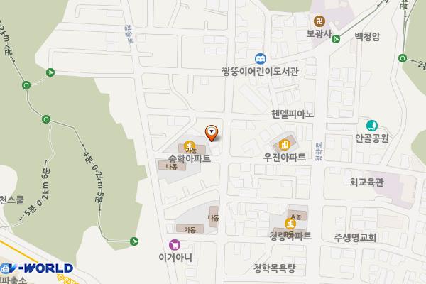 청학동 안골마을 주변 주차장 위치 지도 — 인천광역시 연수구 비류대로239번길 55