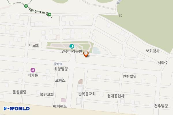 연수동 함박마을 주변 주차장 위치 지도 — 인천광역시 연수구 함박안로62번길 84