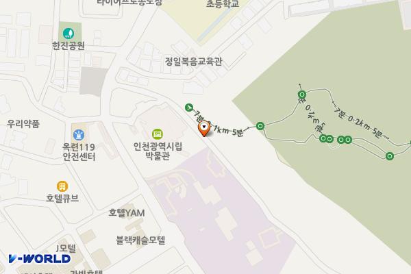 박물관길 주차장 위치 지도 — 인천광역시 연수구 청량로160번길