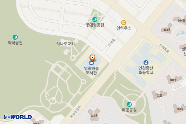 박석 배드민턴장 화장실 위치 지도 — 인천광역시 영종구 하늘중앙로 132, 영종하늘도서관 (중산동)